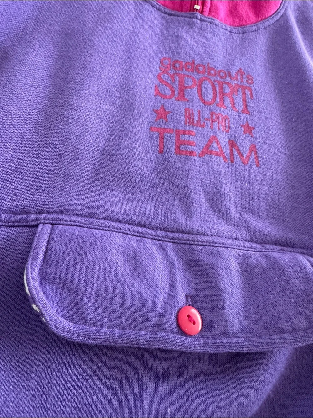 Gadabouts Vintage Purple and Pink Pullover Half Zip Sweatshirt